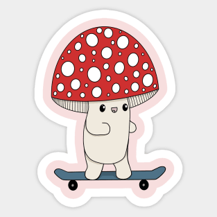 Cute Skateboarding Toadstool Sticker